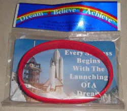 dream-believe-achieve wristband polybag with every success begins with the launching of a dream inspirational card